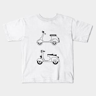 Illustration of two stylized black and white scooter (motorcycle) Kids T-Shirt